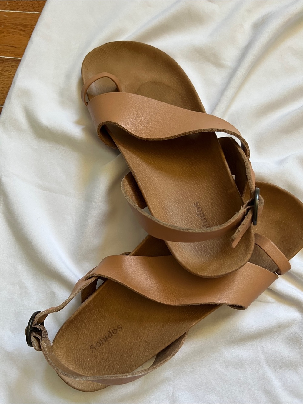 Soludos Leather Tan Toe-Loop Slingback Sandals - Picture 2 of 4